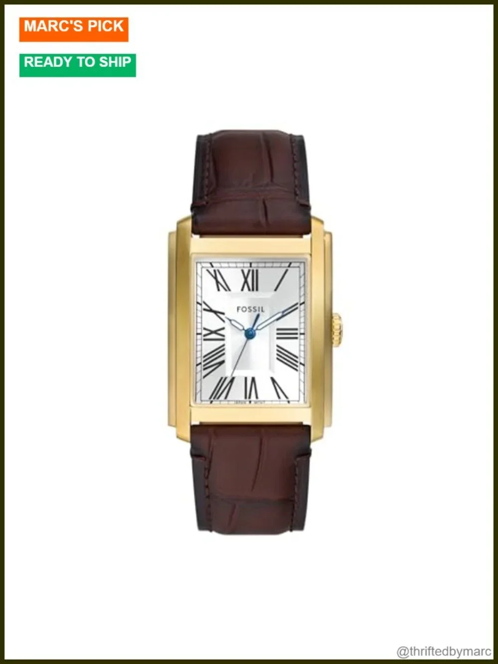 Men's Quartz Stainless Steel Three-Hand Watch with Leather Strap